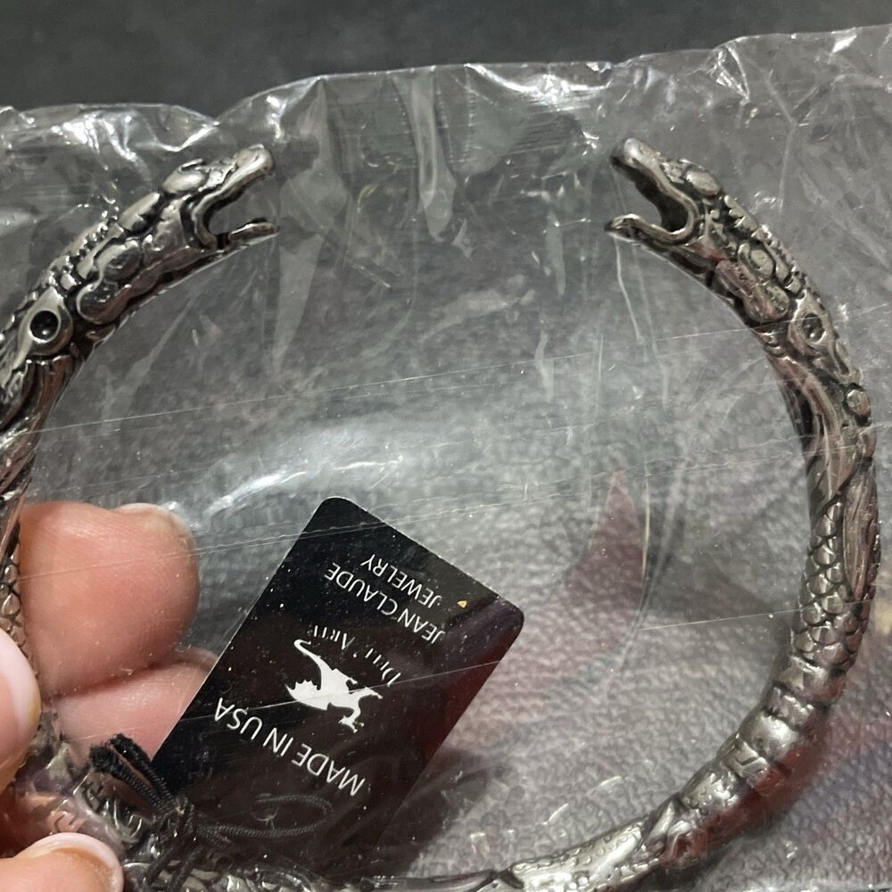 Dell’ Arte By Jean Claude Cuff Bangle Bracelet Silver Tone Snake Reptile Serpent